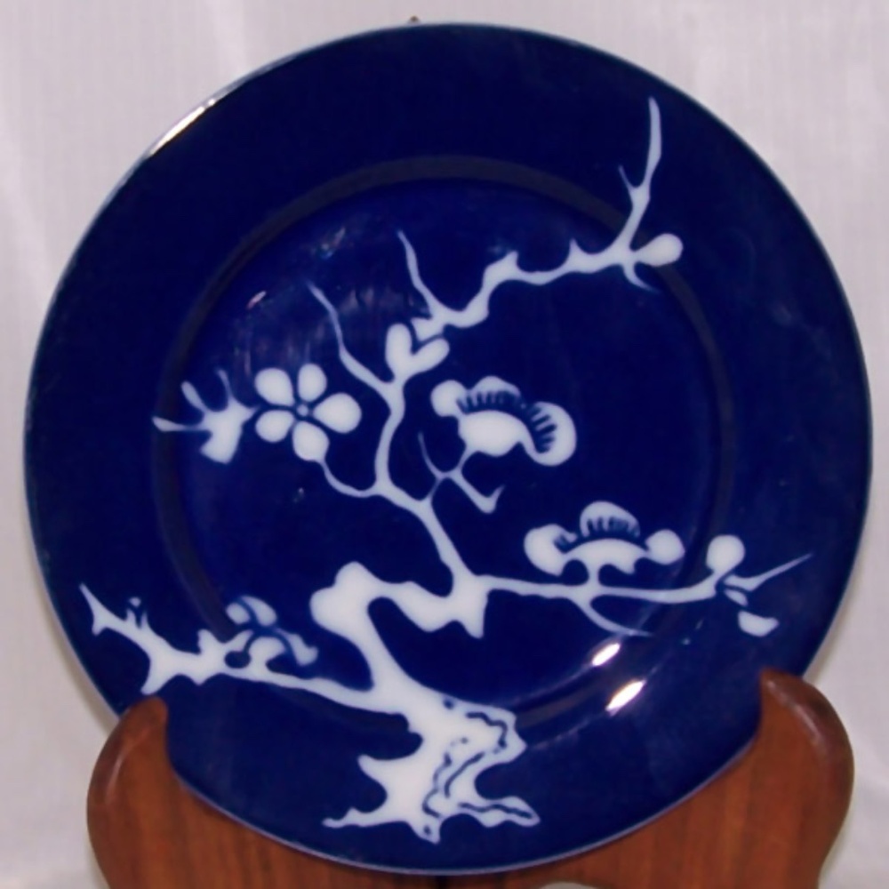 Fitz and Floyd Prunier De Chine Cobalt Blue Negative Bread and Butter Plate